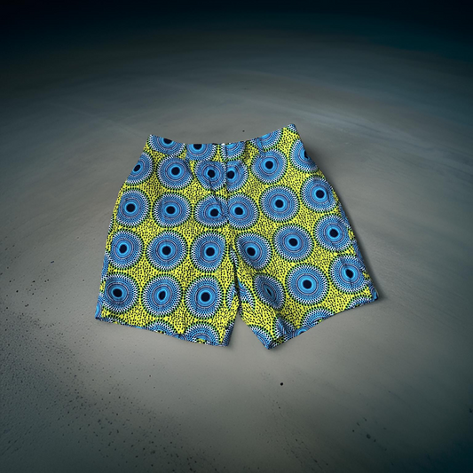 Yellow and Turquoise Waves Shorts