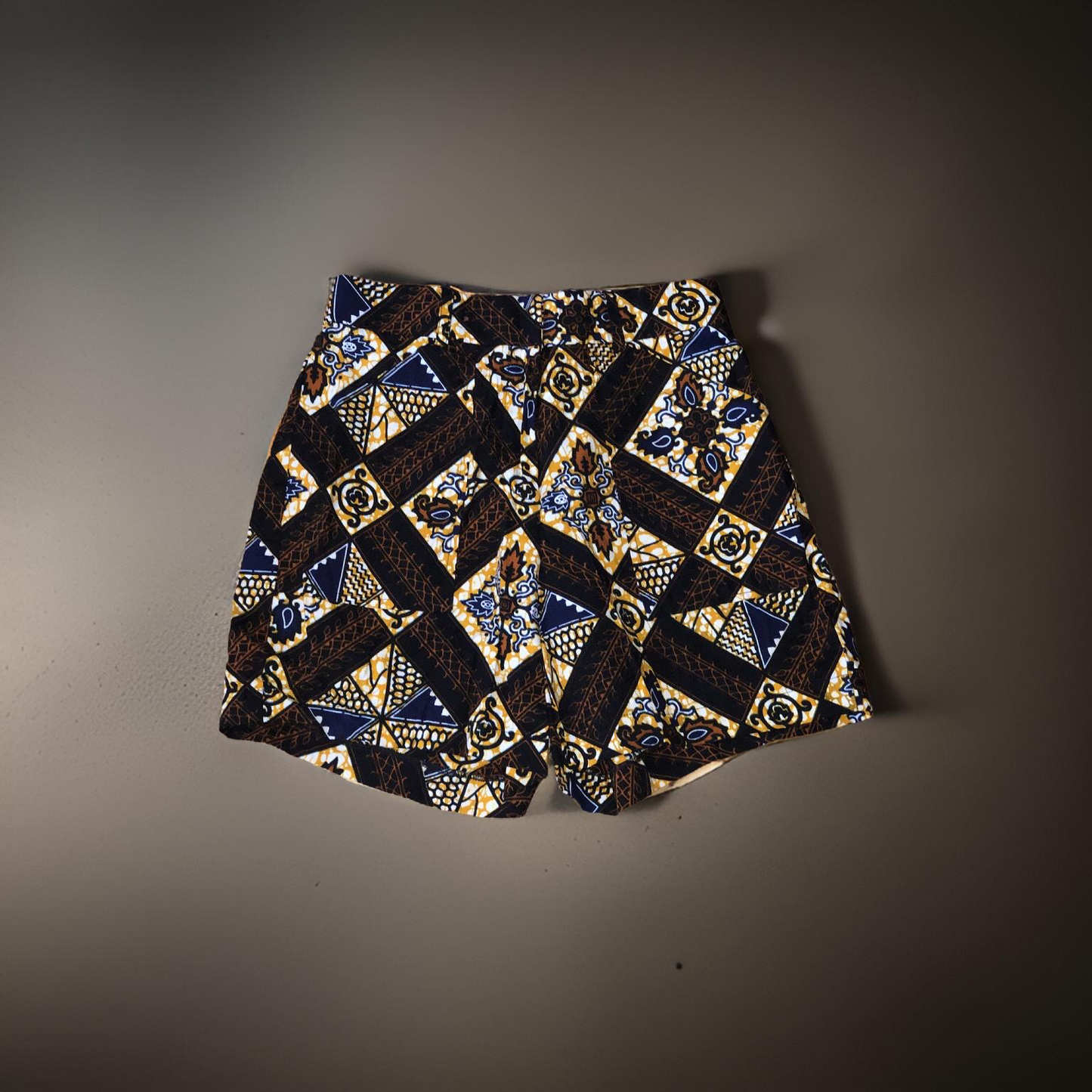 Dark Brown and Orange Diamond Short